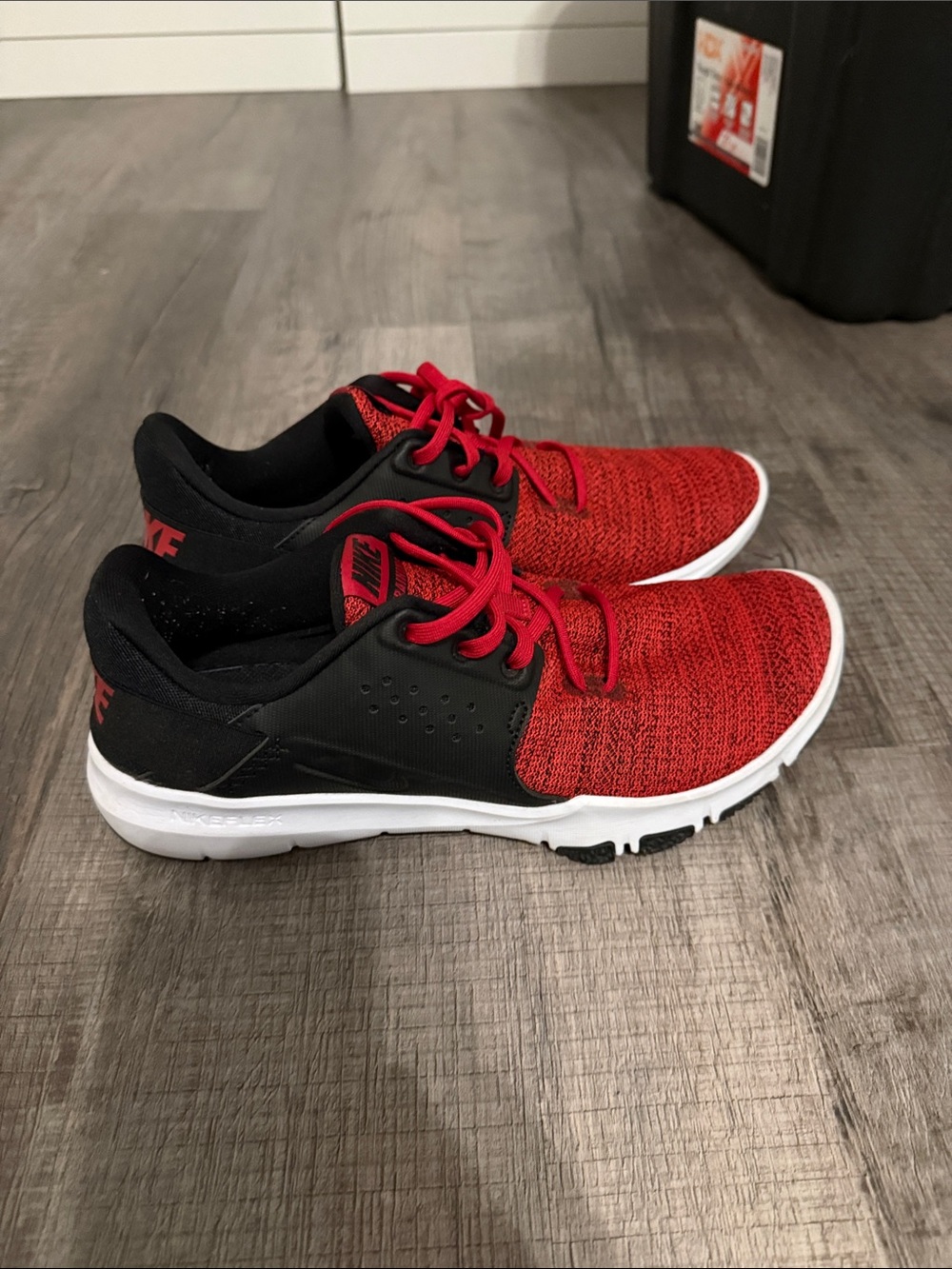 Nike Red and Black Knit Running Sneakers with White Sole